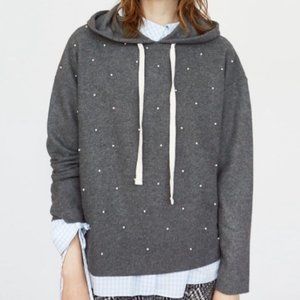 Zara Trafaluc Grey Hoodie with Pearls